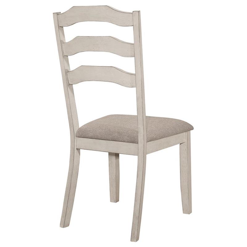 Ronnie Ladder Back Padded Seat Dining Side Chair Khaki and Rustic Cream (Set of 2) (108052)