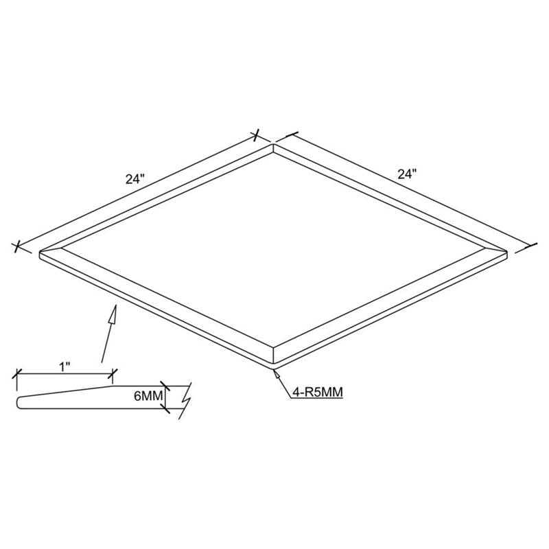 24" 6mm Square Glass Top Clear (CB2424-6)