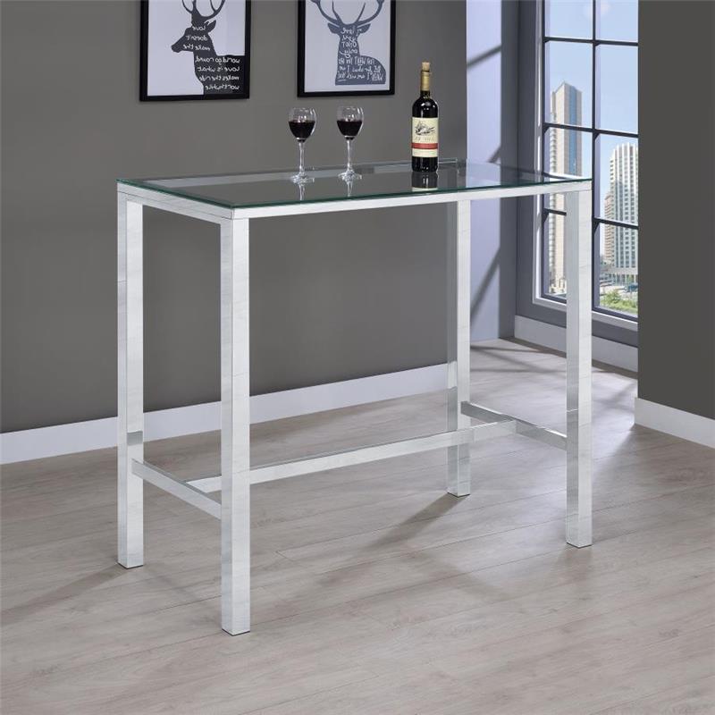 Tolbert Bar Table with Glass Top Chrome (104873)