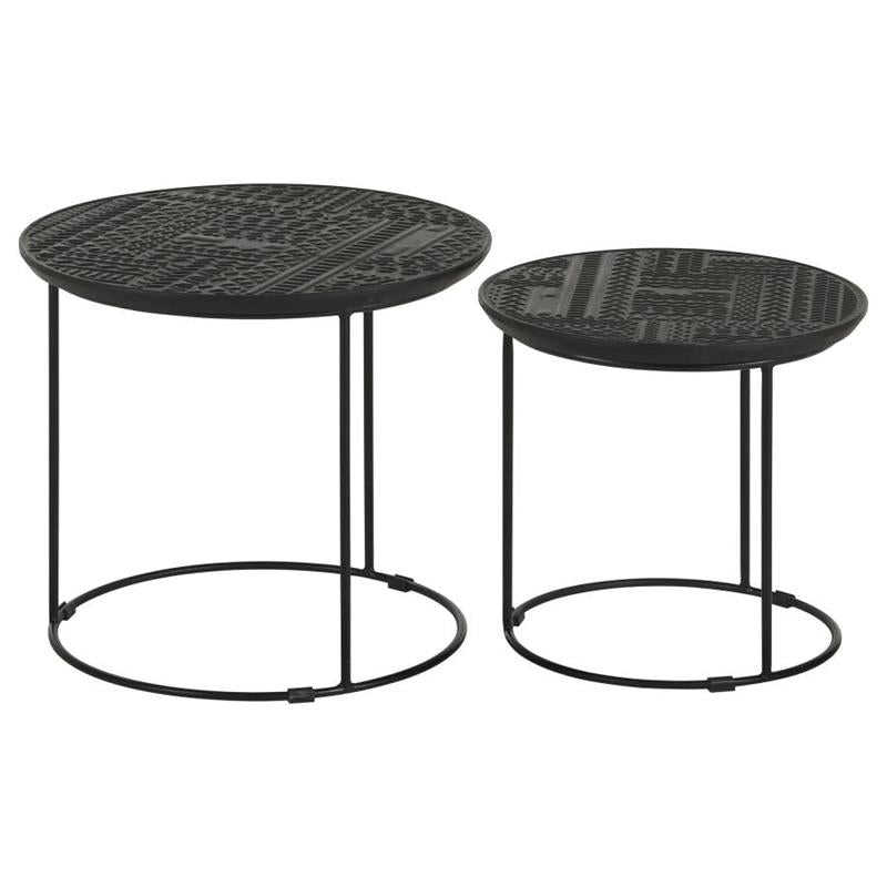 Loannis 2-piece Round Nesting Table Matte Black (935842)