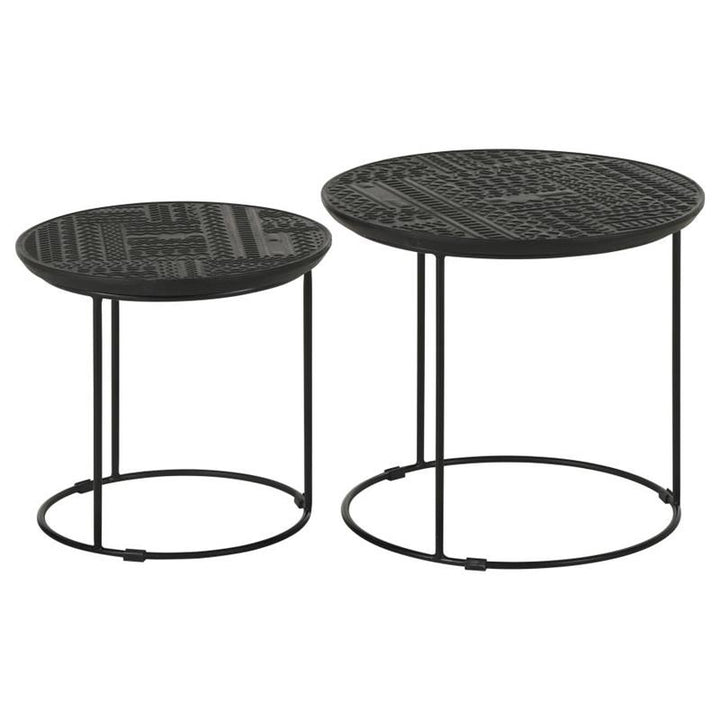 Loannis 2-piece Round Nesting Table Matte Black (935842)