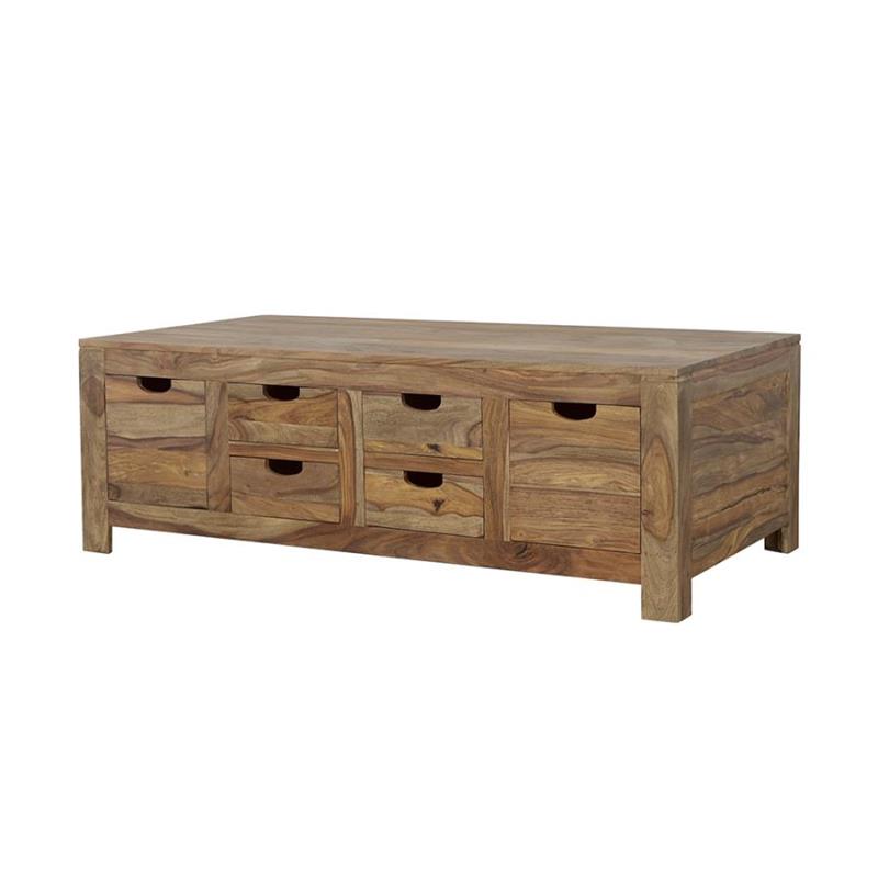 Esther 6-drawer Storage Coffee Table Natural Sheesham (723888)