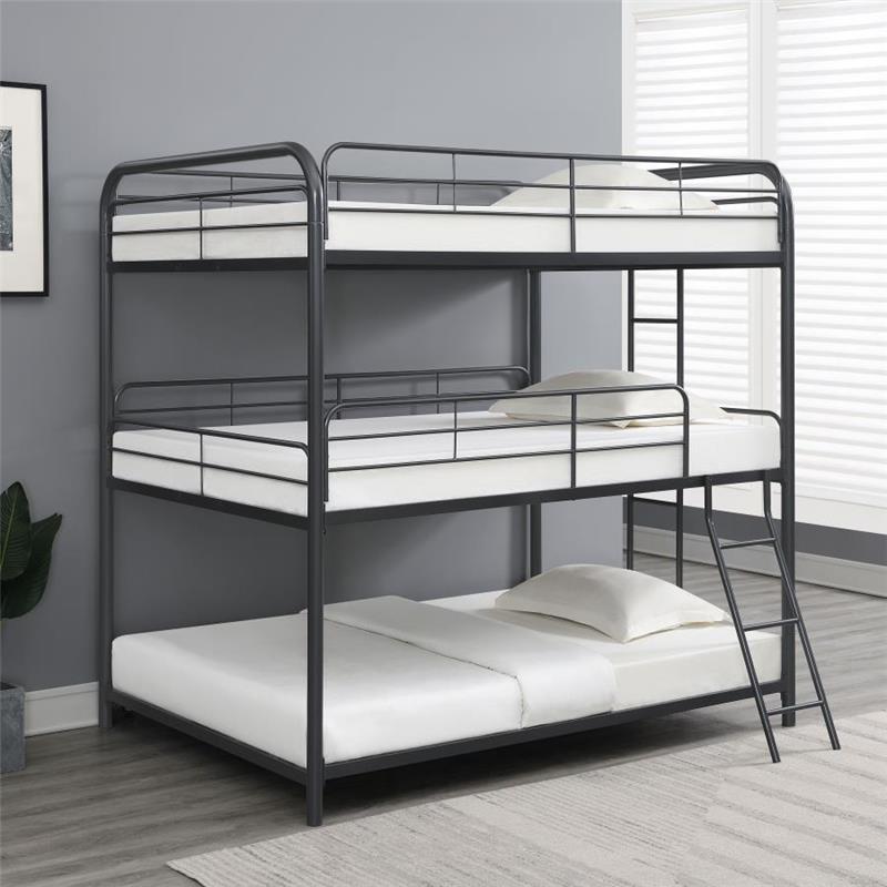 Garner Triple Full Bunk Bed with Ladder Gunmetal (400779)