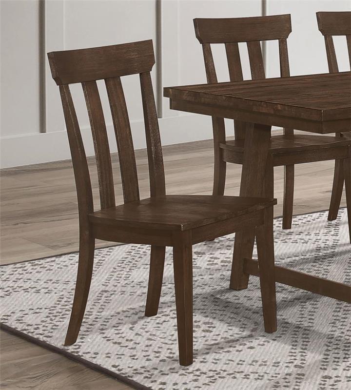 Reynolds Slat Back Dining Side Chair Brown Oak (Set of 2) (107592)