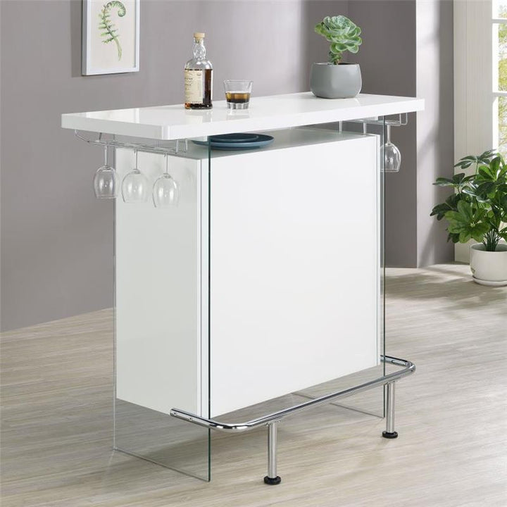 Acosta Rectangular Bar Unit with Footrest and Glass Side Panels (182632)