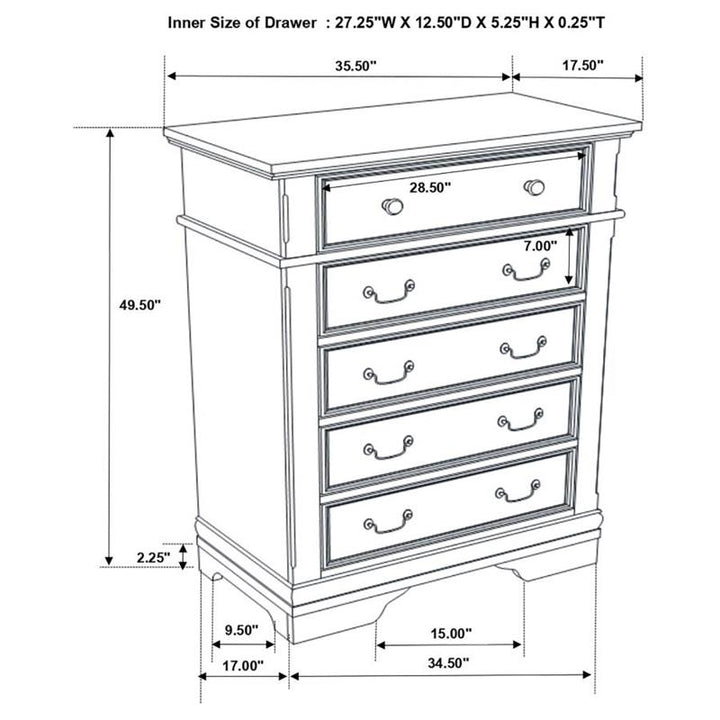 Cambridge 5-drawer Rectangular Chest Cappuccino (203195)