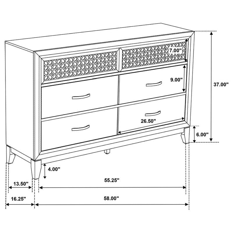 Valencia 6-drawer Dresser Light Brown and Black (223043)