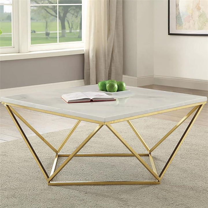 Meryl Square Coffee Table White and Gold (700846)