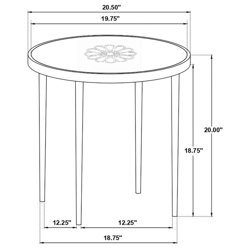 Kofi Round Marble Top Side Table White and Black (930166)