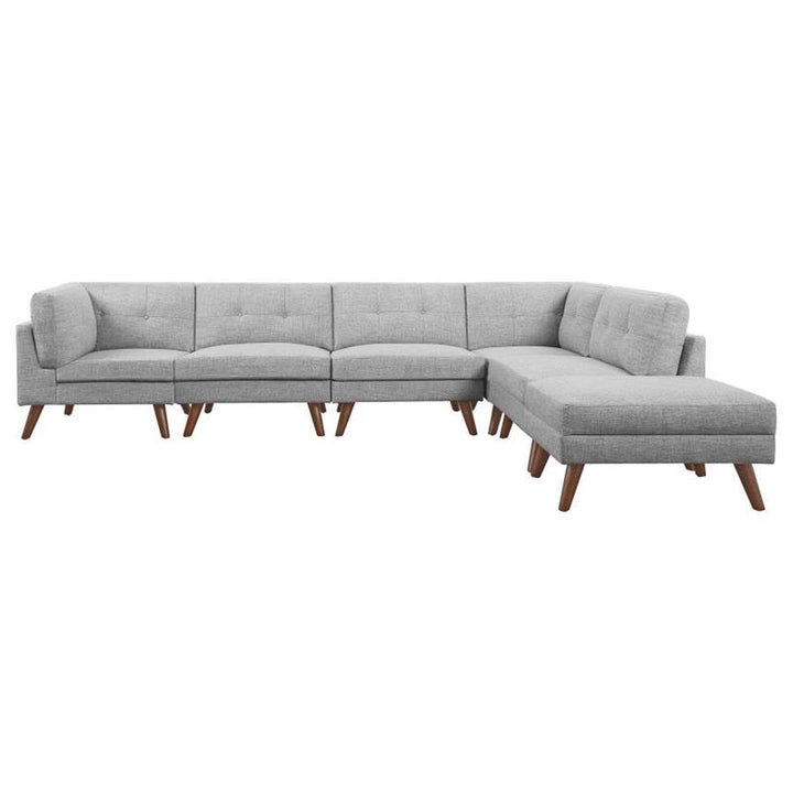 Churchill 6-piece Upholstered Modular Tufted Sectional Grey and Walnut (551301-SET)