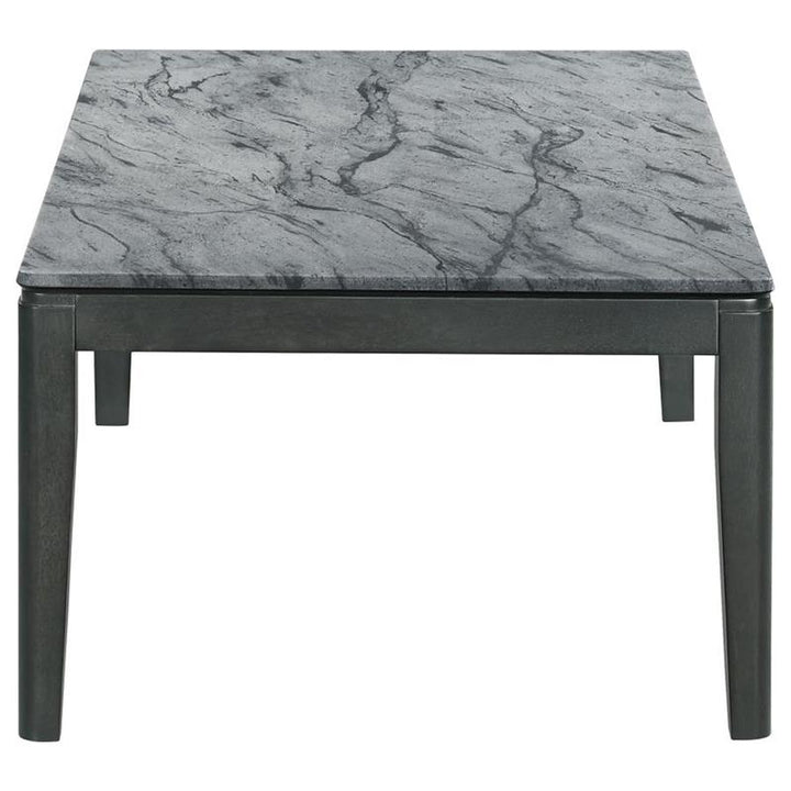 Mozzi Rectangular Coffee Table Faux Grey Marble and Black (753518)