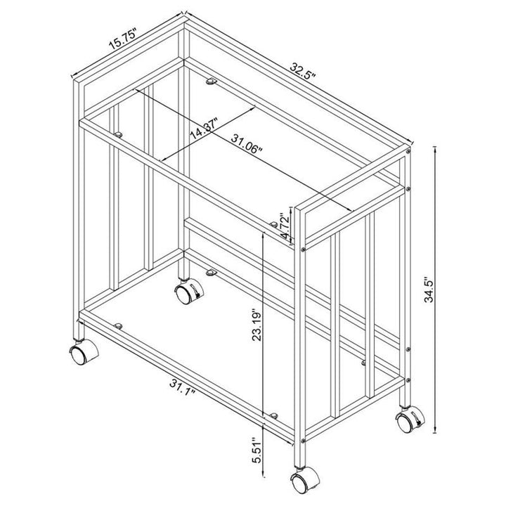 Cara Rectangular Glass Bar Cart Chrome (181382)