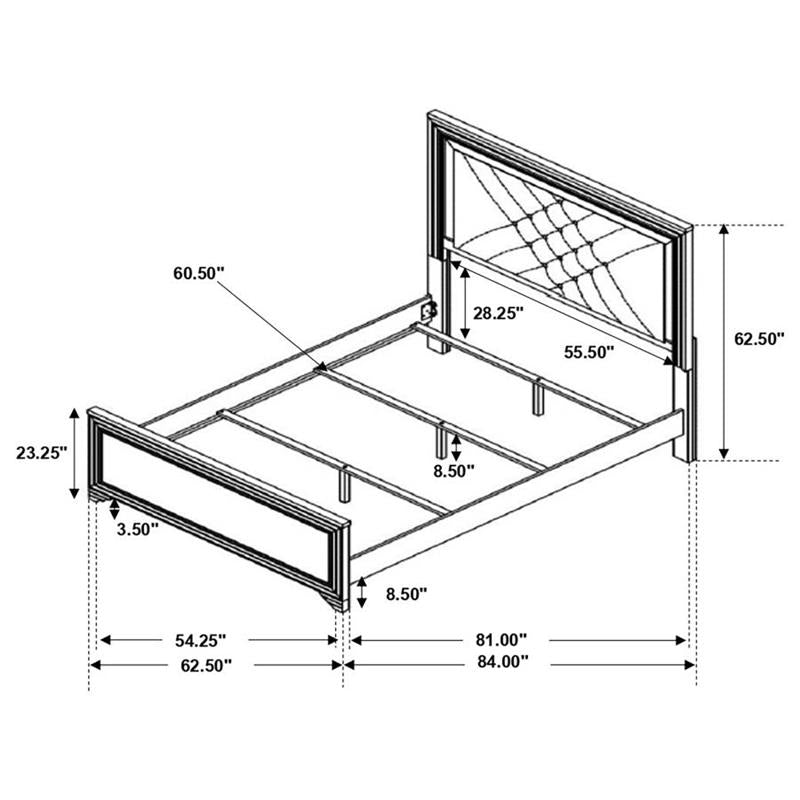 Penelope Queen Bed with LED Lighting Black and Midnight Star (223571Q)