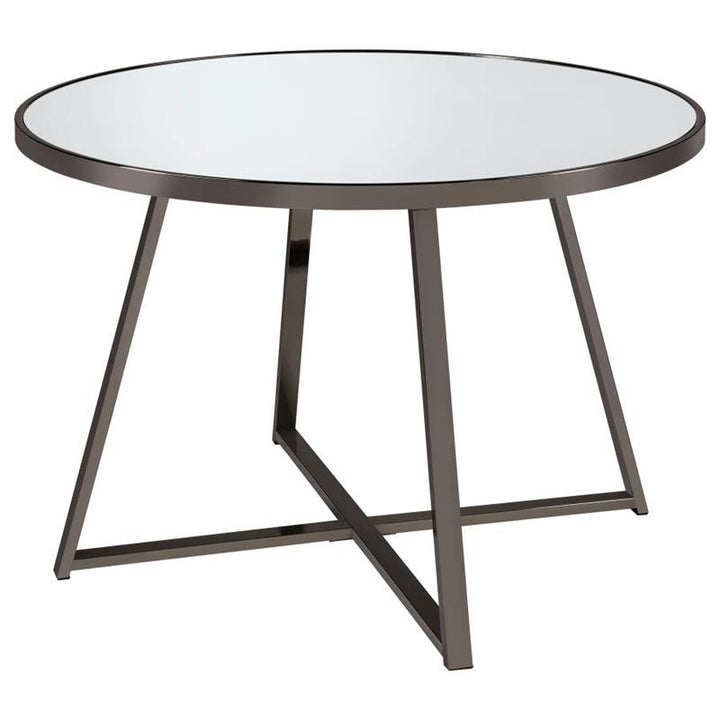 Jillian Round Dining Table with Tempered Mirror Top Black Nickel (120630)