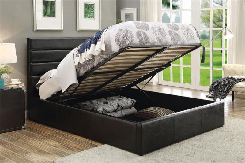 Riverbend Eastern King Upholstered Storage Bed Black (300469KE)