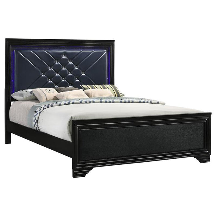 Penelope Queen Bed with LED Lighting Black and Midnight Star (223571Q)