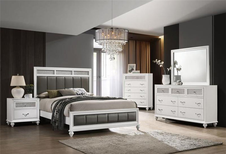 Barzini California King Upholstered Panel Bed White (205891KW)