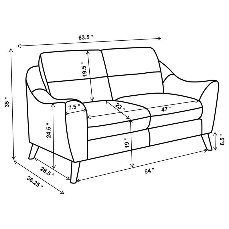 Gano 2-piece Sloped Arm Living Room Set Navy Blue (509514-S2)