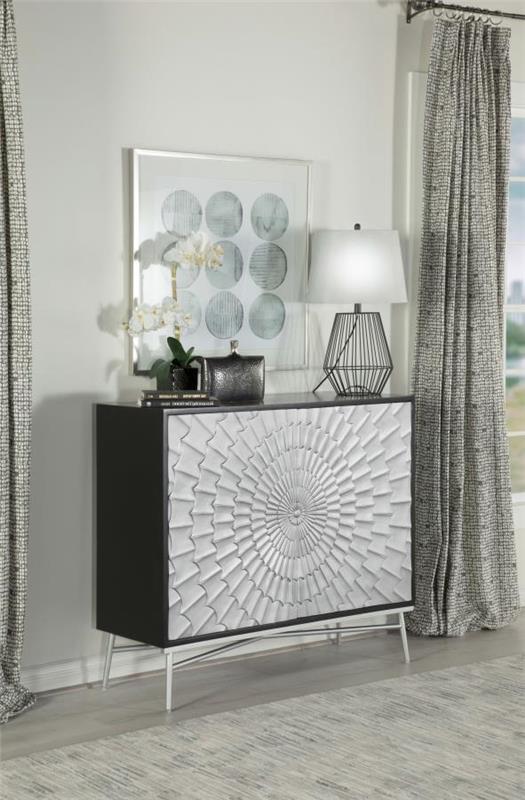 Josie Rectangular 2-door Accent Cabinet Black and Silver (959584)