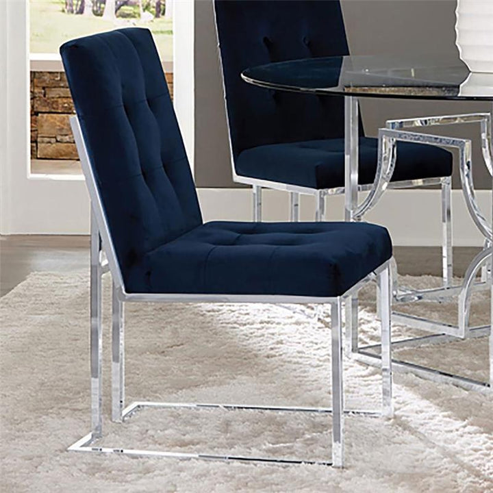 Cisco Upholstered Dining Chairs Ink Blue and Chrome (Set of 2) (192494)