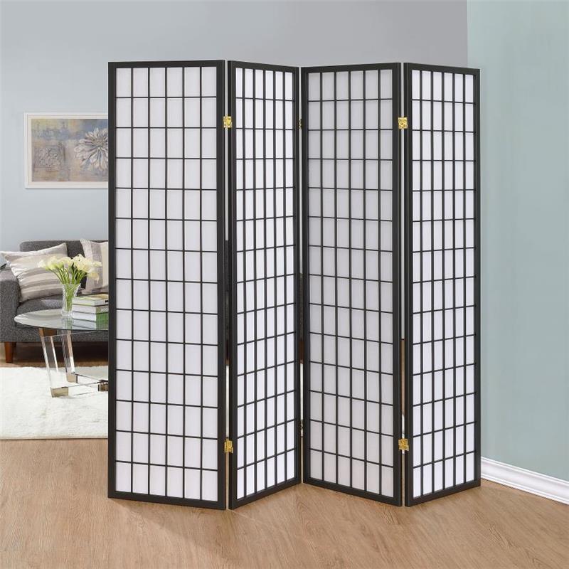 Roberto 4-panel Folding Screen Dark Grey and White (902631)