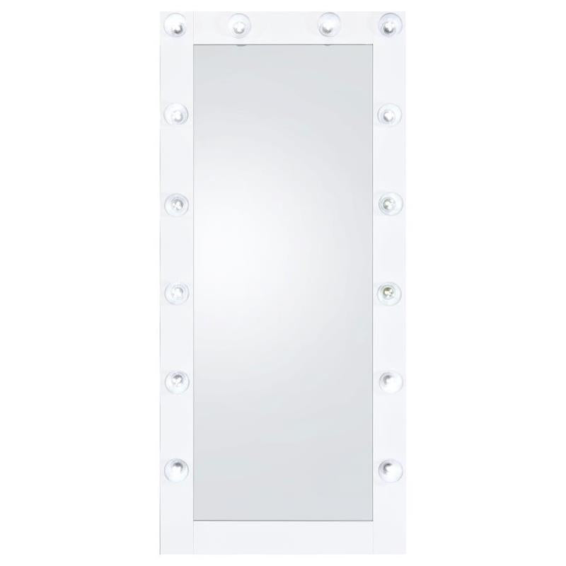 Zayan Full Length Floor Mirror With Lighting White High Gloss (969558)