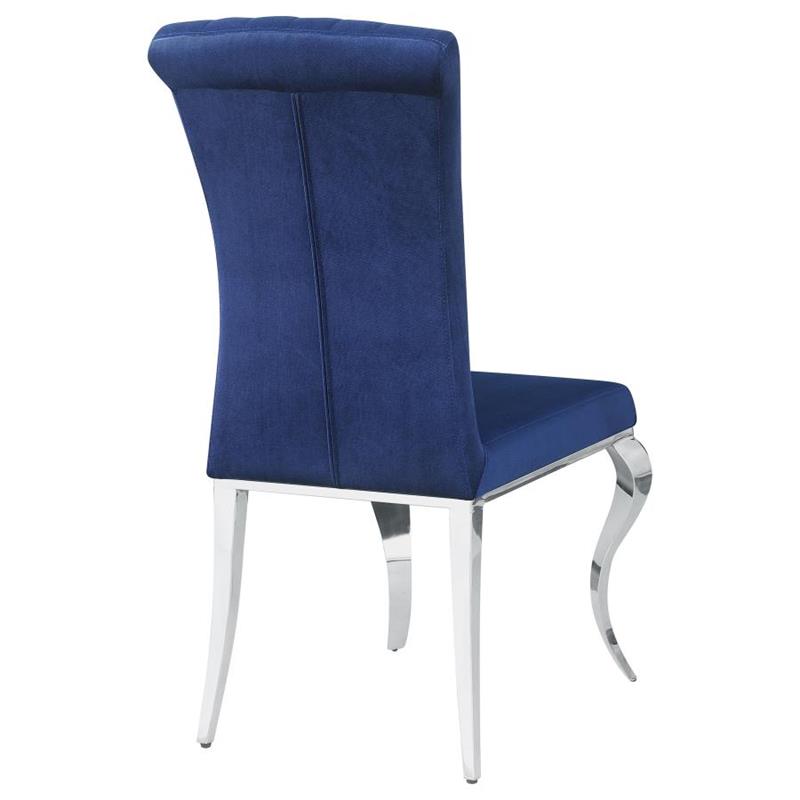 Betty Upholstered Side Chairs Ink Blue and Chrome (Set of 4) (105077)