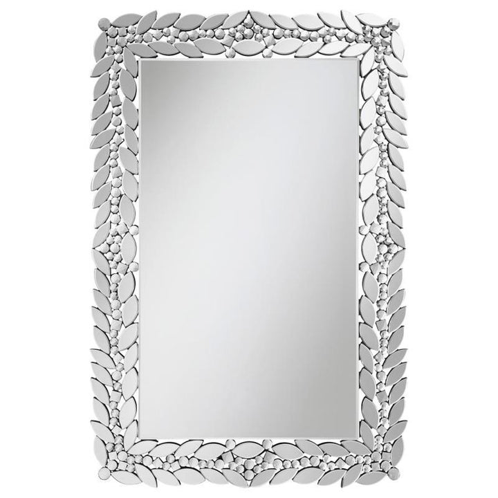 Cecily Rectangular Leaves Frame Wall Mirror Faux Crystal (961621)