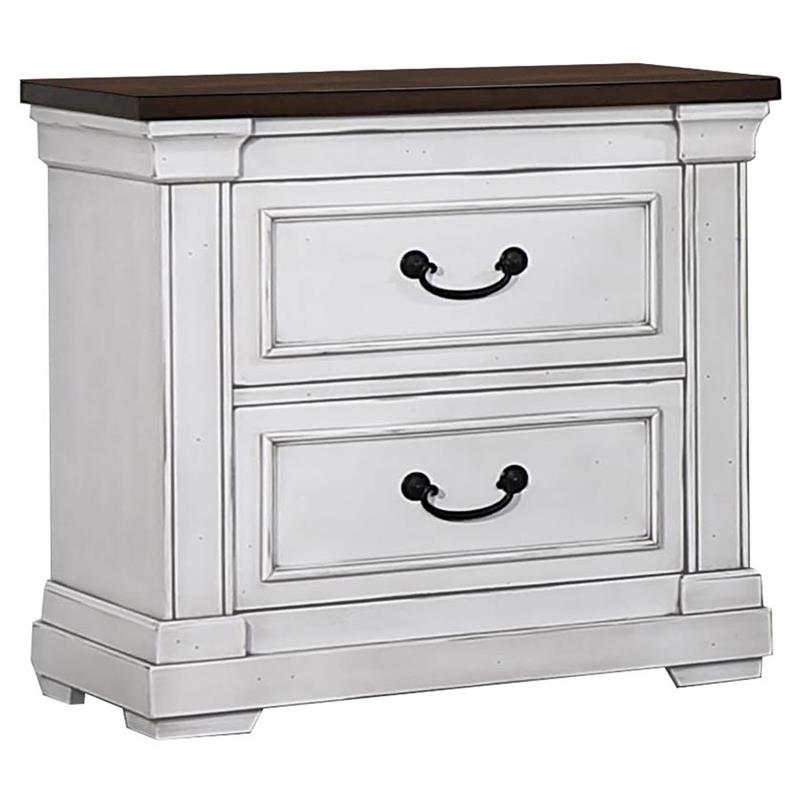 Hillcrest 2-drawer Nightstand Dark Rum and White (223352)