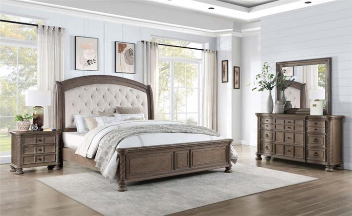 Emmett 4-piece California King Bedroom Set Walnut and Beige (224441KW-S4)