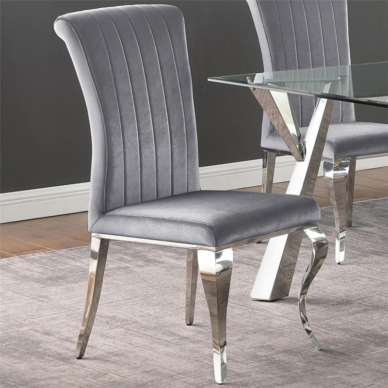 Betty Upholstered Side Chairs Grey and Chrome (Set of 4) (105073)