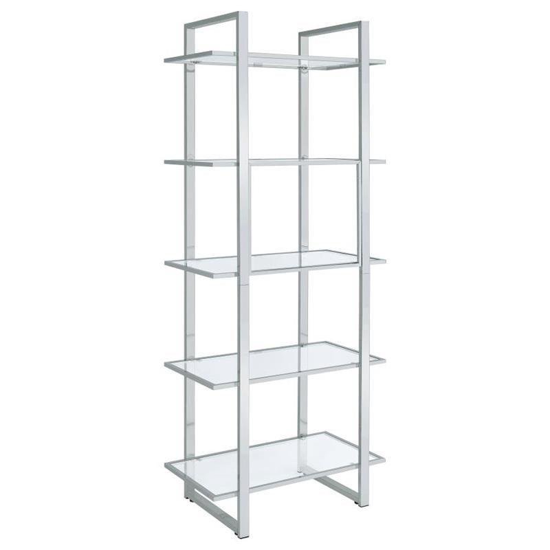 Hartford Glass Shelf Bookcase Chrome (805538)