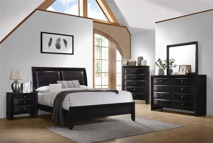 Briana Panel Bedroom Set with Sleigh Headboard Black (200701KW-S4)