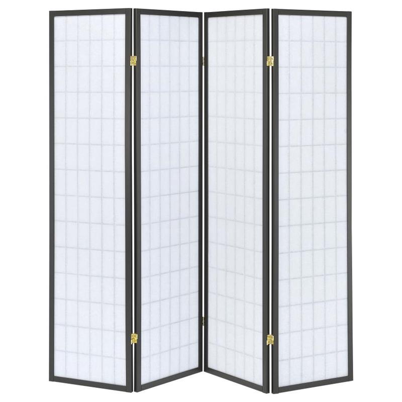 Roberto 4-panel Folding Screen Dark Grey and White (902631)