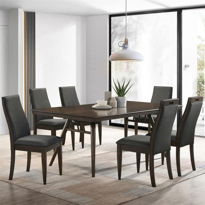 Wes 7-piece Rectangular Dining Set Grey and Dark Walnut (115271-S7)