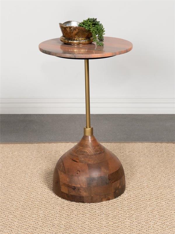 Colima Round Wood Top Side Table Peach (930249)