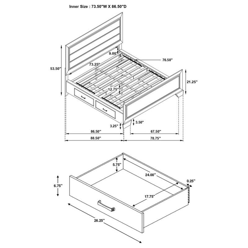 Kauffman California King Storage Bed Washed Taupe (204190KW)