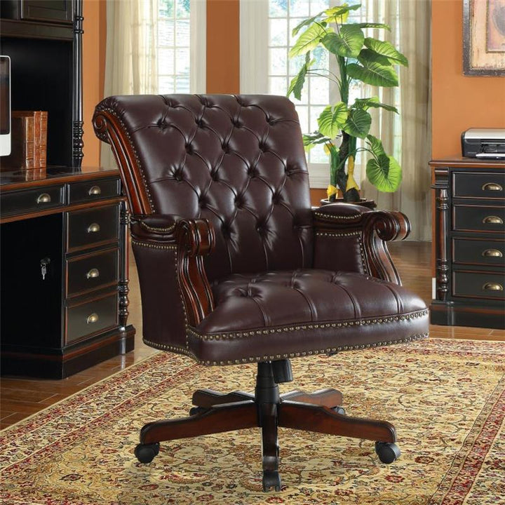 Calloway Tufted Adjustable Height Office Chair Dark Brown (800142)