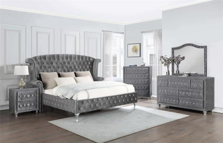 Deanna Queen Tufted Upholstered Bed Grey (205101Q)