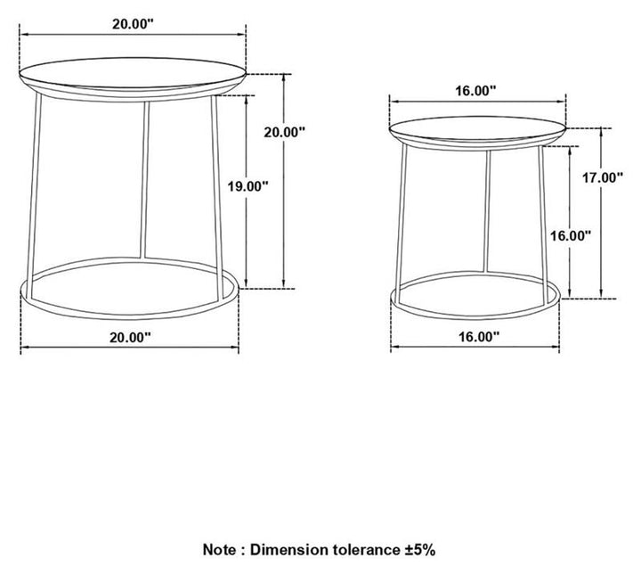 Loannis 2-piece Round Nesting Table Matte Black (935842)