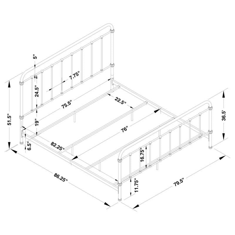 Livingston Eastern King Panel Metal Bed Dark Bronze (300399KE)