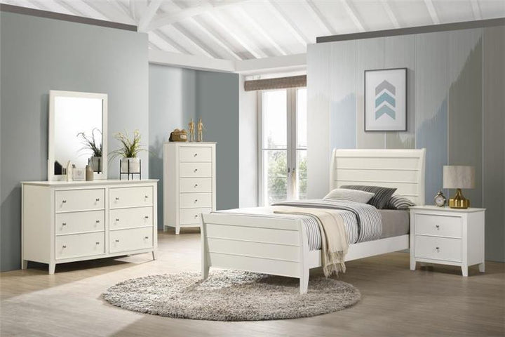 Selena Bedroom Set Sleigh Headboard Buttermilk (400231T-S5)