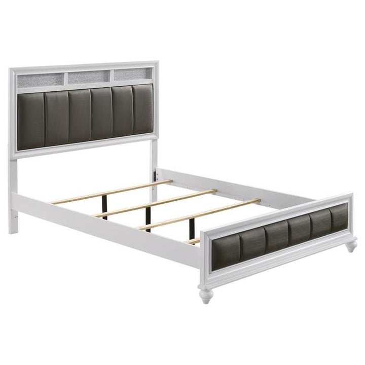 Barzini Eastern King Upholstered Panel Bed White (205891KE)