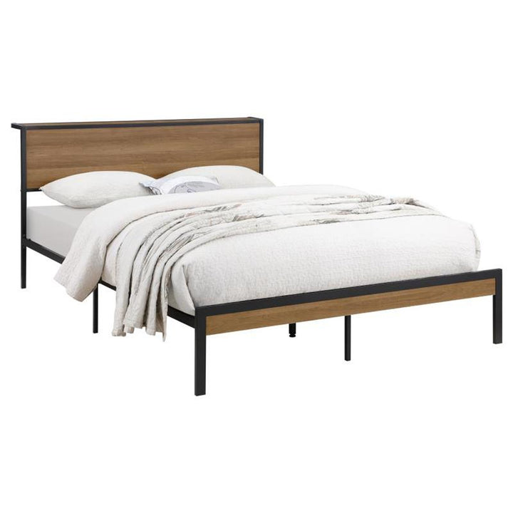 Ricky Full Platform Bed Light Oak and Black (302144F)