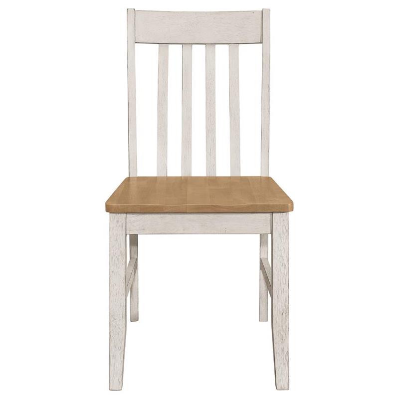 Kirby Slat Back Side Chair (Set of 2) Natural and Rustic Off White (192692)