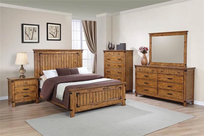 Brenner Eastern King Panel Bed Rustic Honey (205261KE)