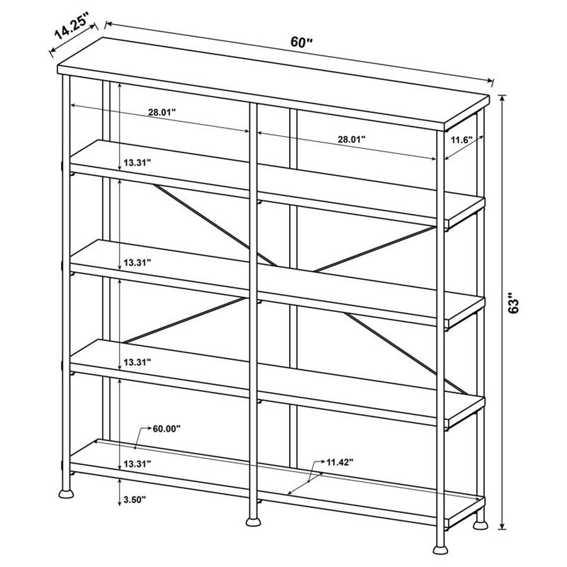 Analiese 4-shelf Open Bookcase Grey Driftwood (801544)
