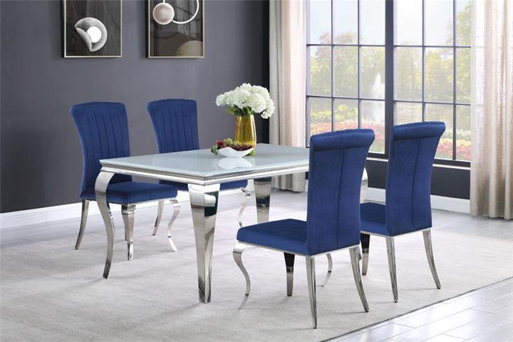 Carone 5-piece 61" Rectangular Dining Set Ink Blue and Chrome (115091-S5B)