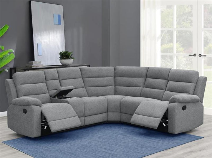 David 3-piece Upholstered Motion Sectional with Pillow Arms Smoke (609620)