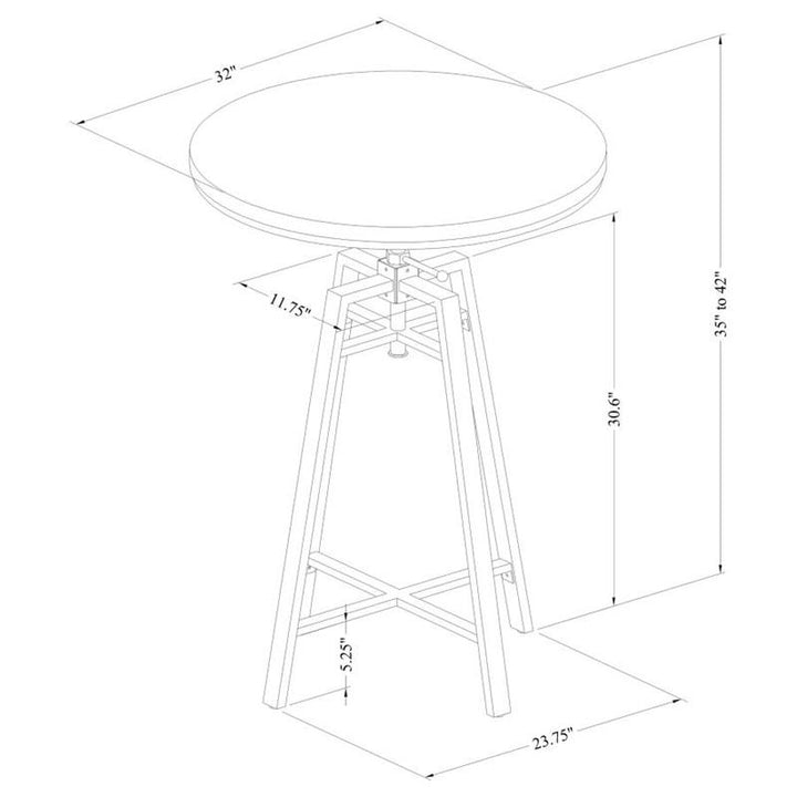 Bartlett Adjustable Swivel Bar Table Brushed Nutmeg (101811)